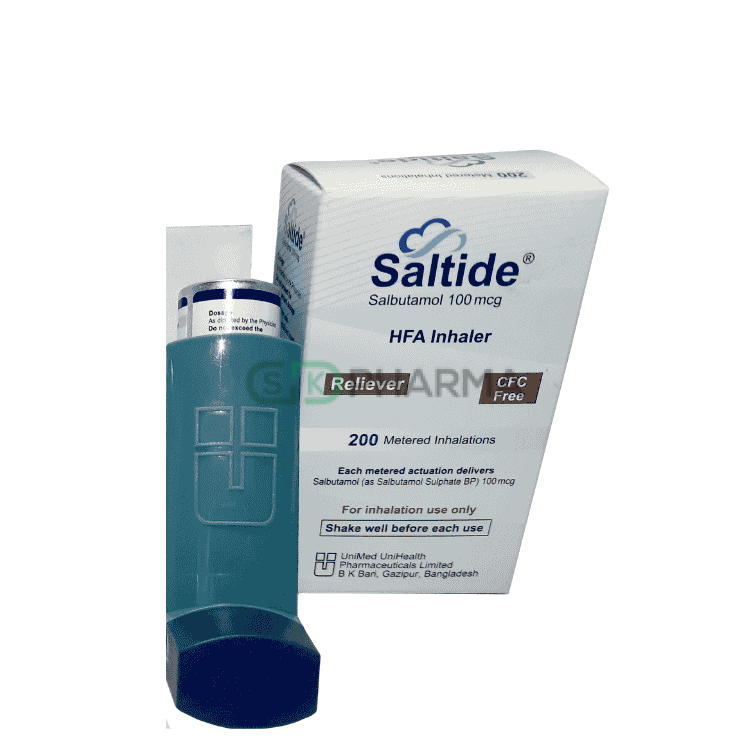 Saltide Inhaler 100 mcg/puff (Salbutamol (Inhaler))