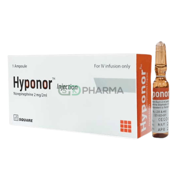 Hyponor Injection 2 mg/2 ml (Norepinephrine Tartrate)