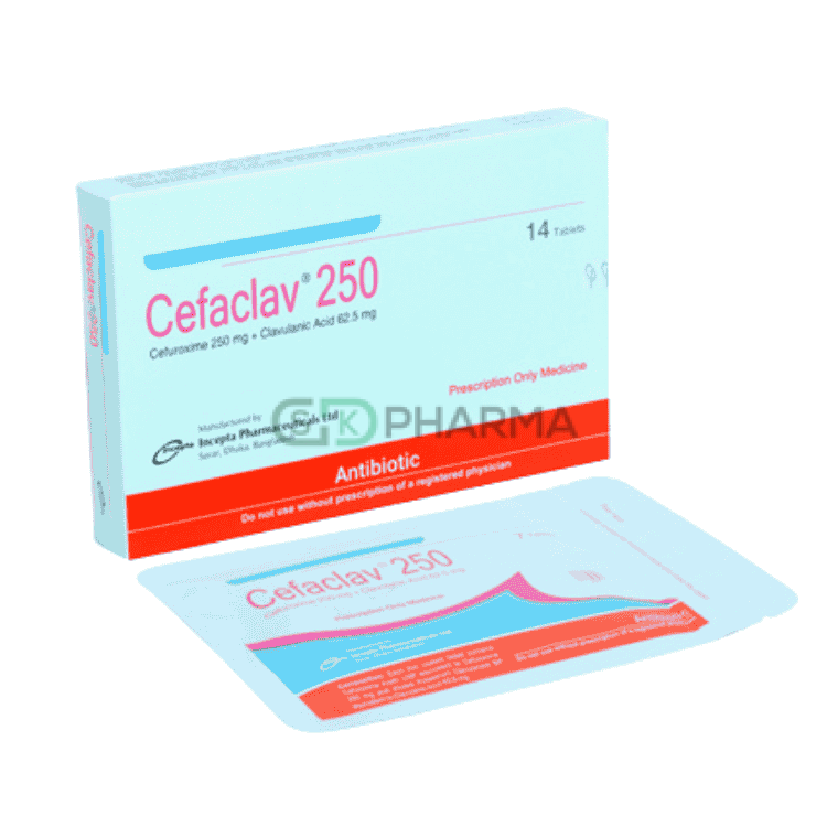 Cefaclav Tablet 250 mg+62.5 mg (Cefuroxime Axetil + Clavulanic Acid)