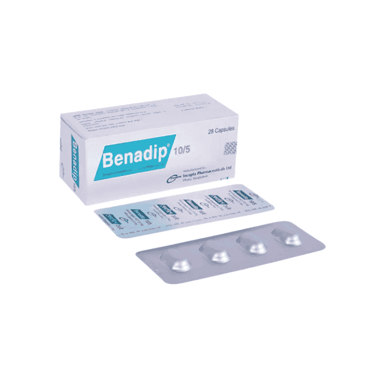 Benadip Capsule 5 mg+10 mg (Amlodipine Besilate + Benazepril Hydrochloride)