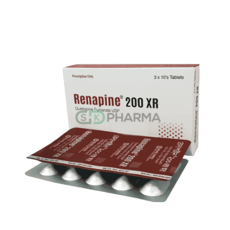 Renapine XR Tablet 200 mg (Quetiapine Fumarate)