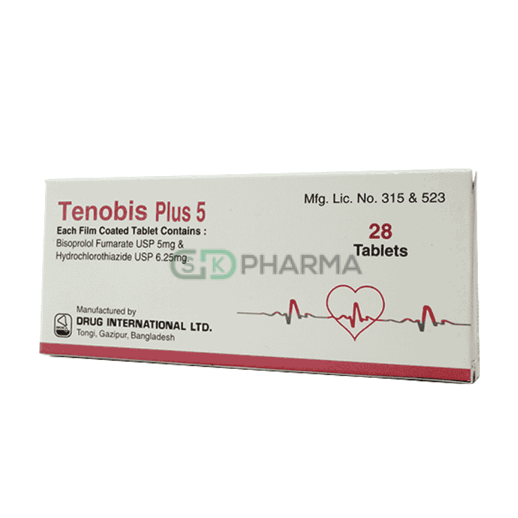 Tenobis Plus Tablet 5 mg+6.25 mg (Bisoprolol Fumarate + Hydrochlorothiazide)