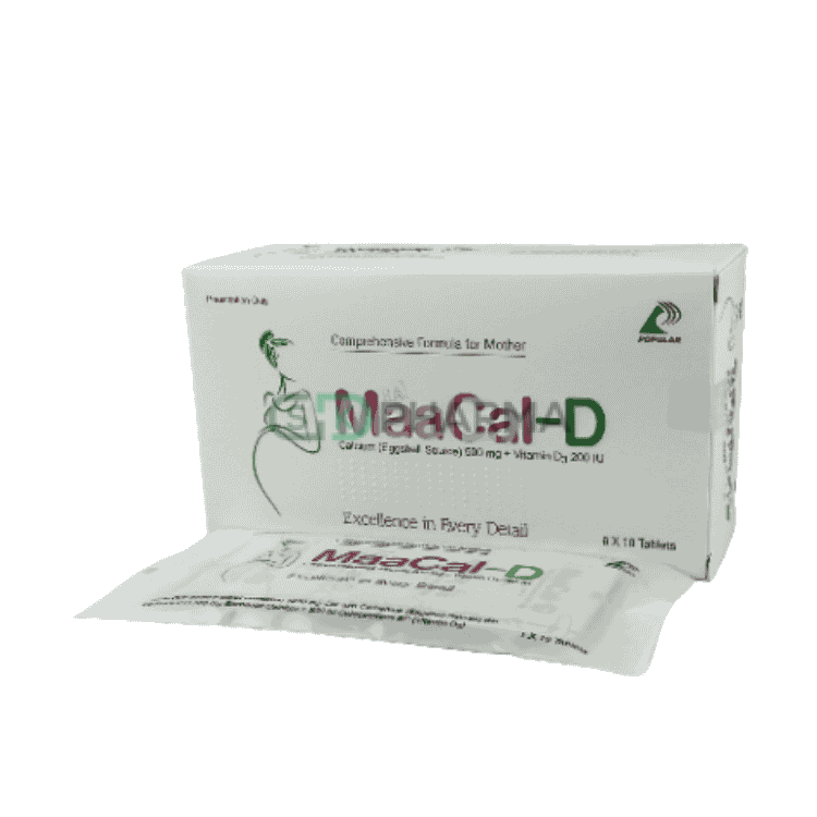 Maacal-D Tablet 500 mg+200 IU (Eggshell Calcium + Vitamin D3)