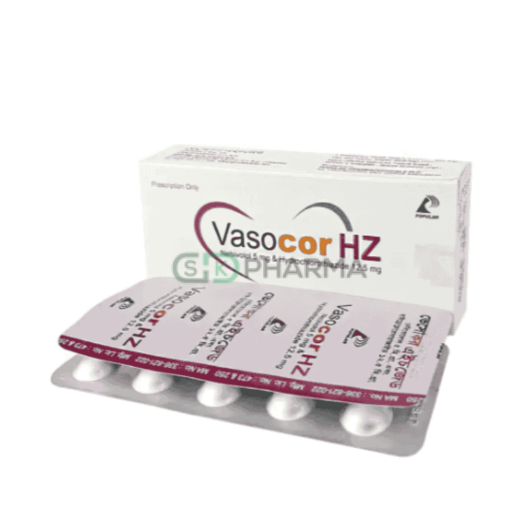 Vasocor HZ Tablet 5 mg+12.5 mg (Nebivolol + Hydrochlorothiazide)