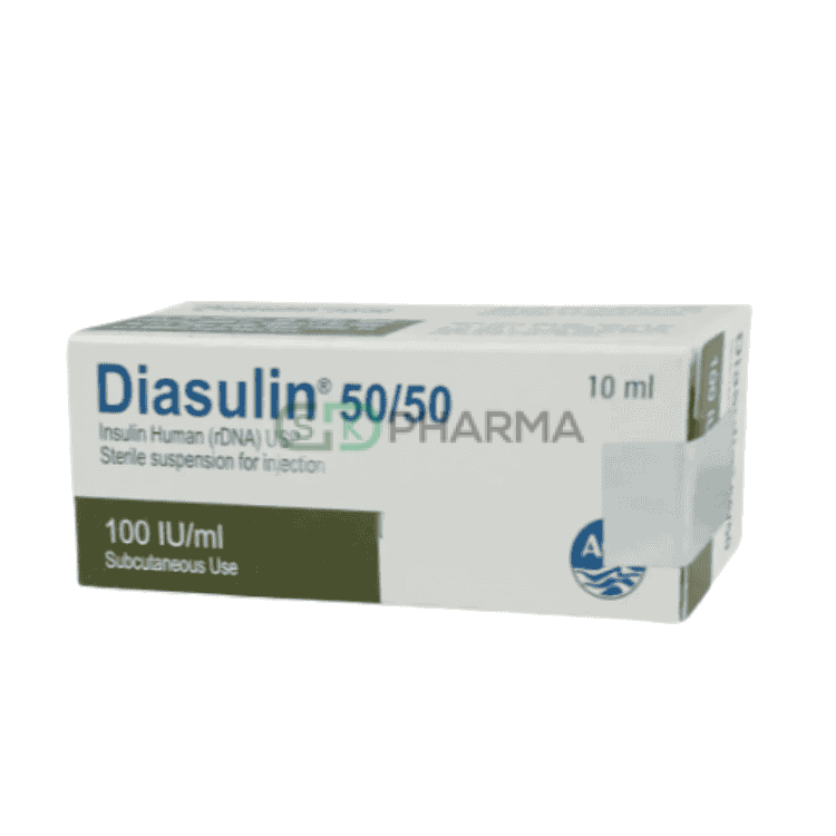 Diasulin Injection 50%+50% in 100 IU/ml (Regular Insulin Human + Isophane Insulin Human)