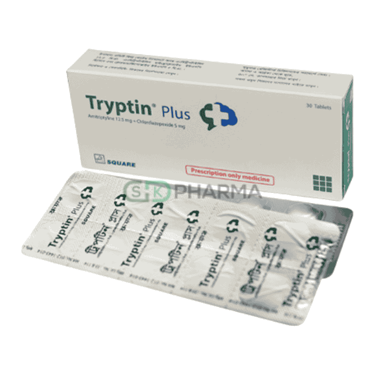 Tryptin Plus Tablet 12.5 mg+5 mg (Amitriptyline Hydrochloride + Chlordiazepoxide)