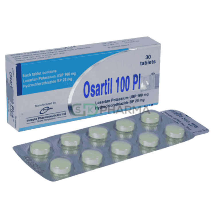Osartil Plus Tablet 100 mg+25 mg (Losartan Potassium + Hydrochlorothiazide)
