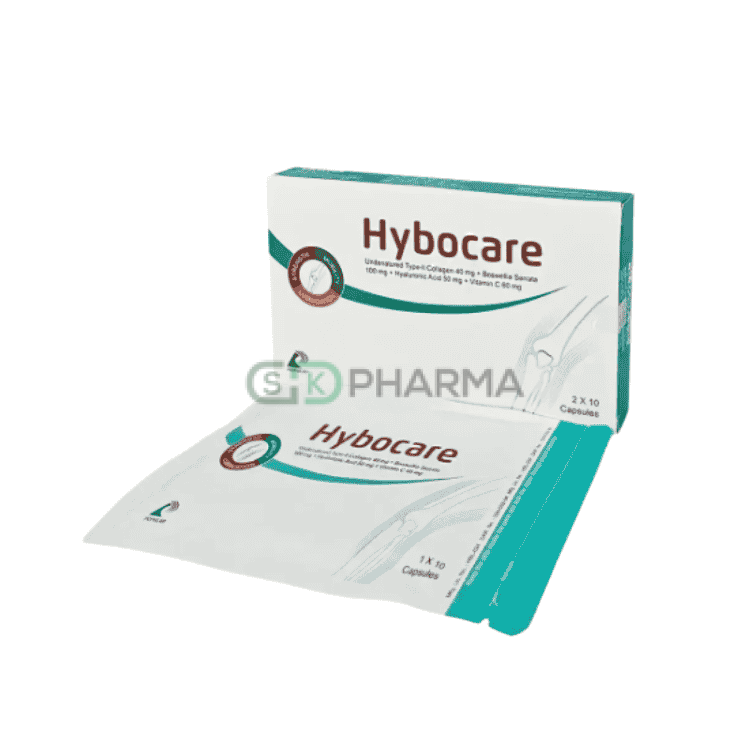 Hybocare Capsule 40 mg+50 mg+100 mg+60 mg (Undenatured Type II Collagen + Hyaluronic Acid + Boswellia Serrata + Vitamin C)