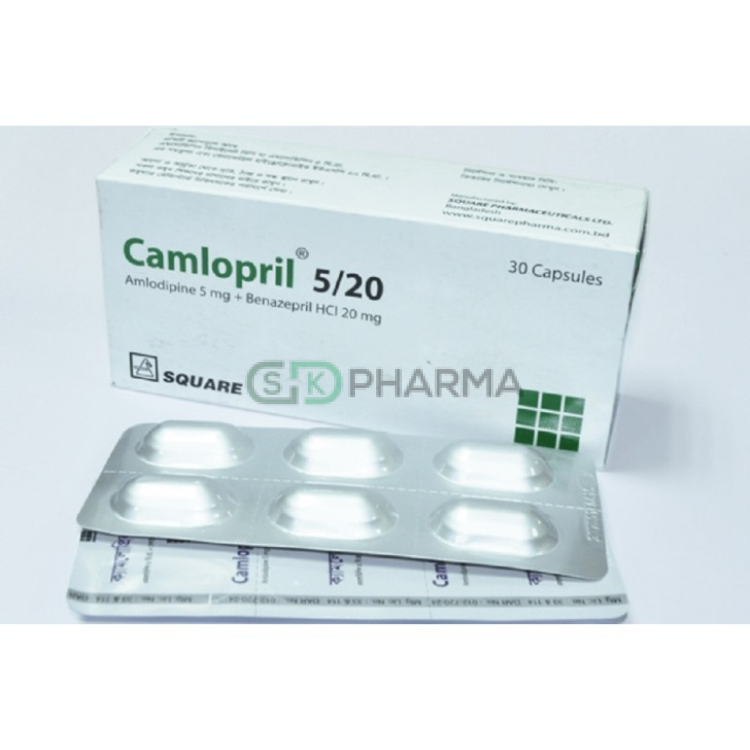Camlopril Capsule 5 mg+20 mg (Amlodipine Besilate + Benazepril Hydrochloride)