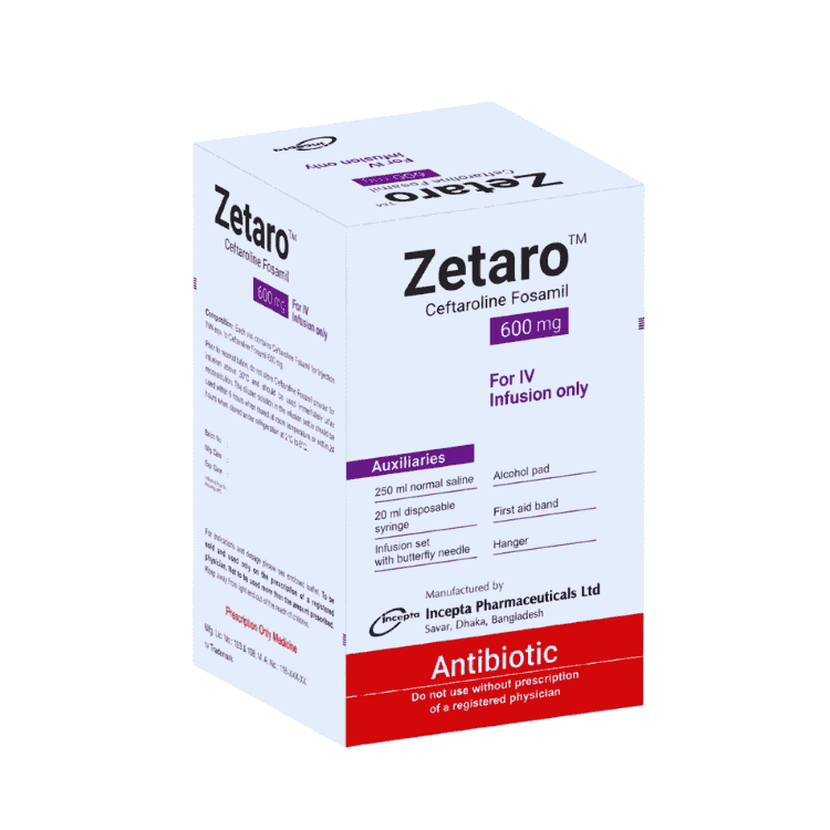 Zetaro Injection 600 mg/vial (Ceftaroline Fosamil)