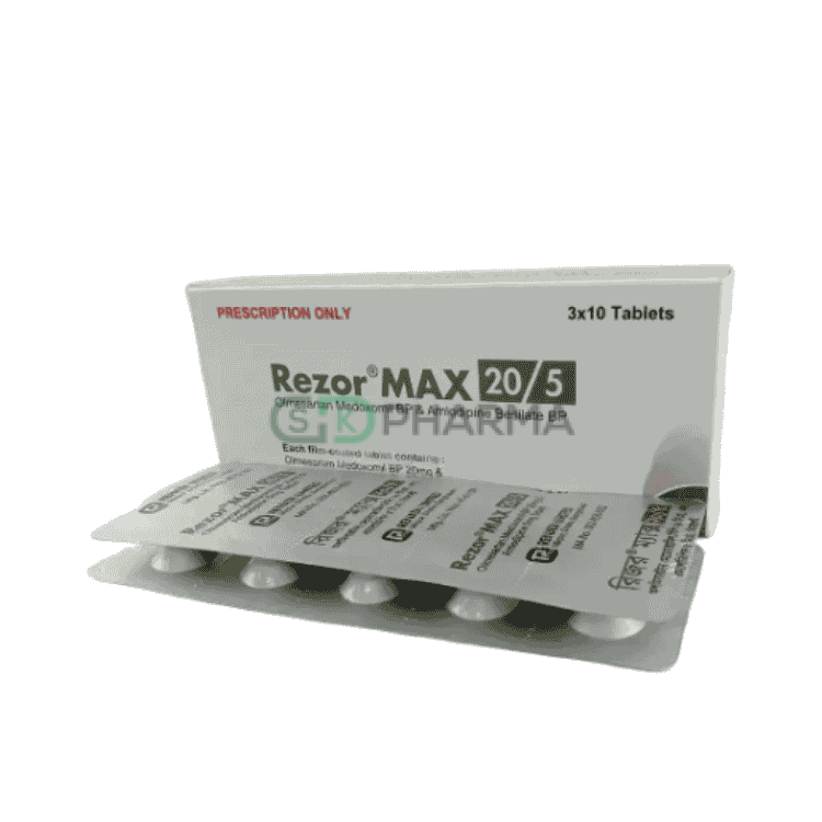 Rezor Max Tablet 5 mg+20 mg (Amlodipine Besilate + Olmesartan Medoxomil)