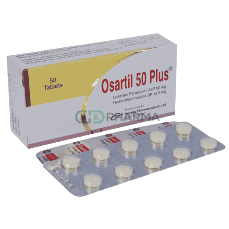 Osartil Plus Tablet 50 mg+12.5 mg (Losartan Potassium + Hydrochlorothiazide)