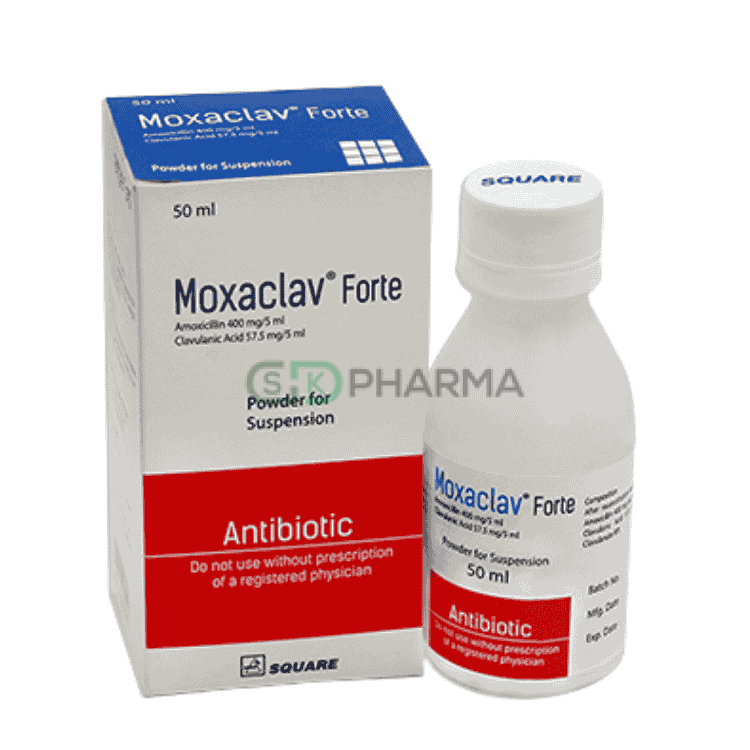 Moxaclav Forte Suspension (400 mg+57.50 mg)/5 ml (Amoxicillin + Clavulanic Acid)