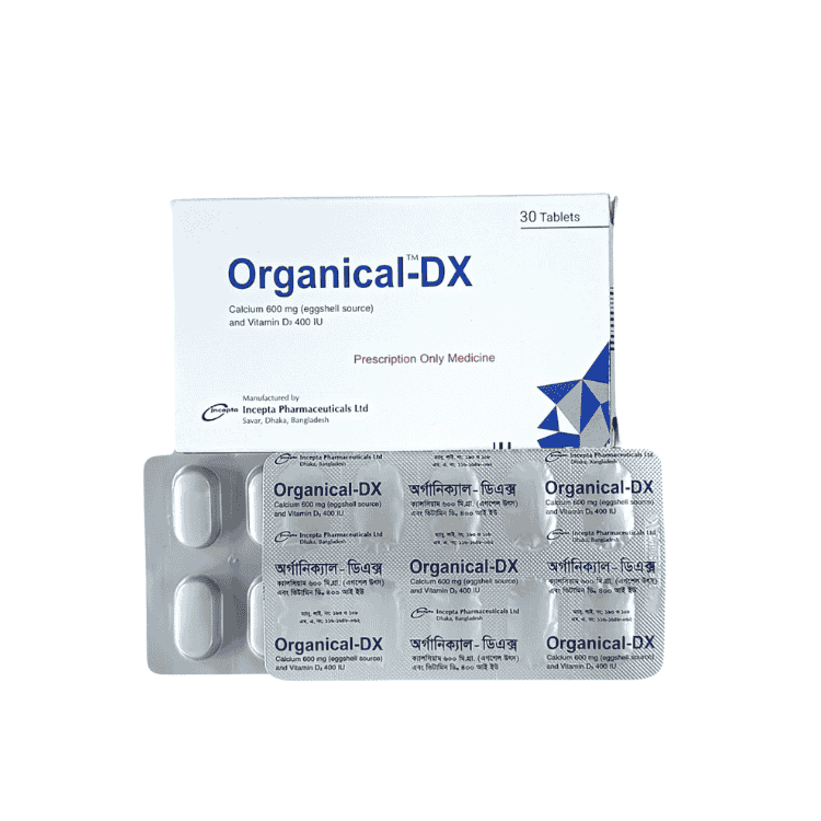 Organical-DX Tablet 600 mg+400 IU (Eggshell Calcium + Vitamin D3)