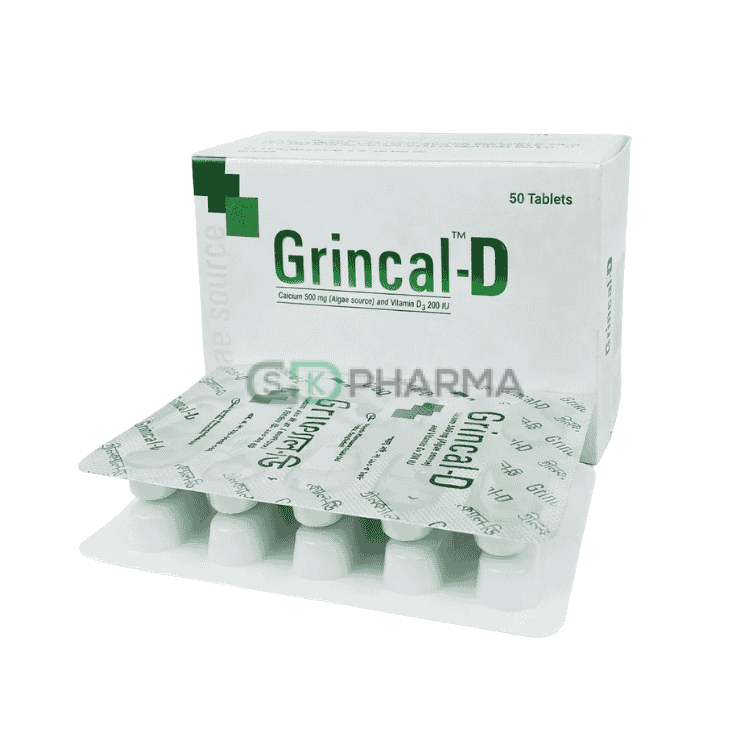 Grincal D Tablet 500 mg+200 IU (Algae Calcium + Vitamin D3)