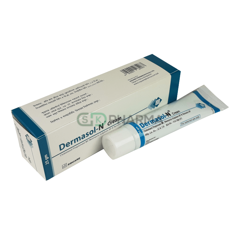 Dermasol-N Cream (0.5 mg+5 mg+1 Lac IU)/gm (Clobetasol Propionate + Neomycin Sulphate + Nystatin)