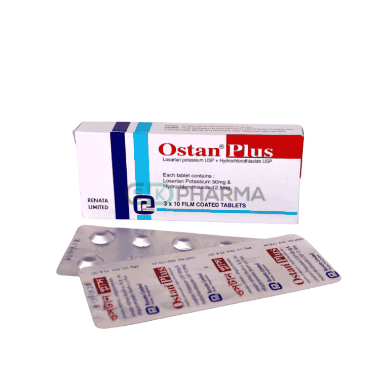 Ostan Plus Tablet 50 mg+12.5 mg (Losartan Potassium + Hydrochlorothiazide)