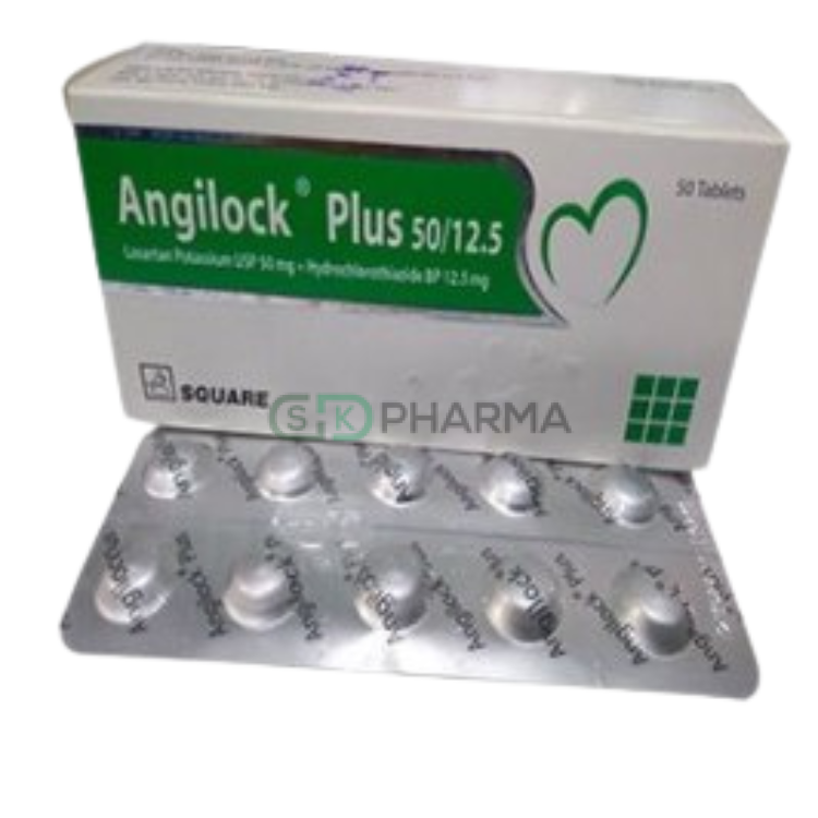 Angilock Plus Tablet 100 mg+25 mg (Losartan Potassium + Hydrochlorothiazide)