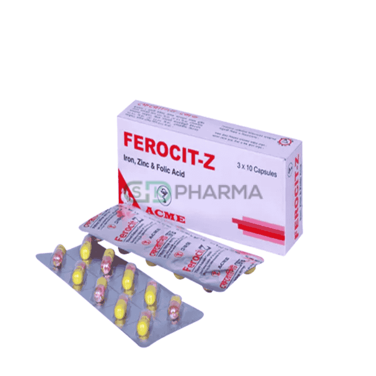 Ferocit-Z Capsule 150 mg+0.5 mg+61.8 mg (Ferrous Sulfate + Folic Acid + Zinc Sulfate)