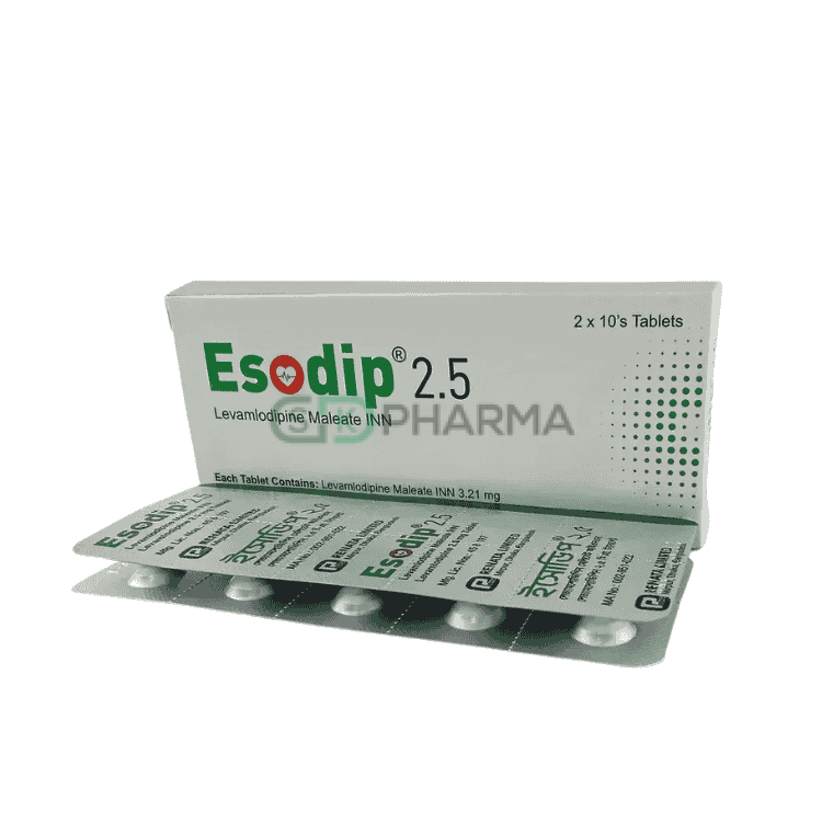 Esodip Tablet 2.5 mg (Levamlodipine Maleate)