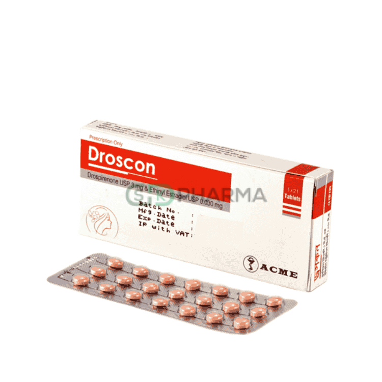 Droscon Tablet 3 mg+0.03 mg (Drospirenone + Ethinyl Estradiol (0.03 mg))