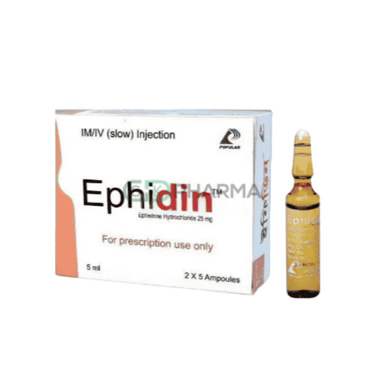 Ephidin Injection 25 mg/5 ml (Ephedrine Hydrochloride)