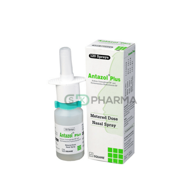 Antazol Plus Nasal Spray (2.6 mg+0.0325 mg)/spray (Sodium Cromoglicate + Xylometazoline Hydrochloride)