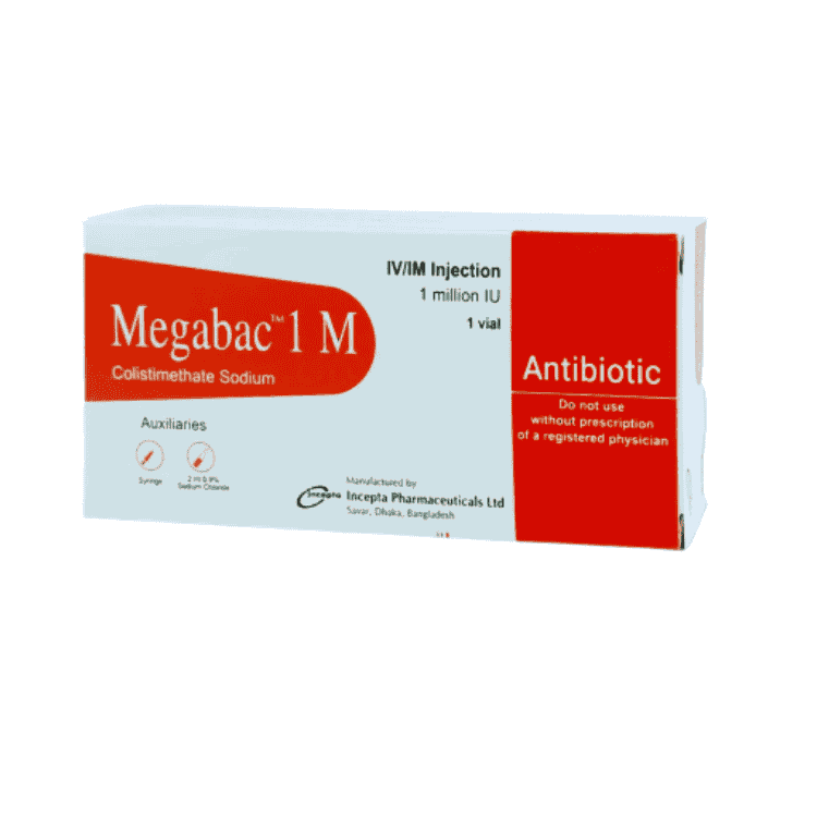 Megabac Injection 1 MIU (34 mg) (Colistimethate Sodium)