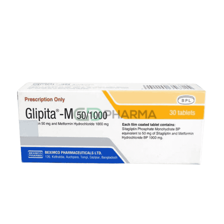 Glipita-M Tablet 50 mg+1000 mg (Sitagliptin + Metformin Hydrochloride)