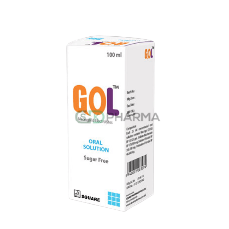 GOL Oral Solution (13.125 gm+350.7 mg+178.5 mg+46.6 mg)/25 ml (Polyethylene Glycol 3350 + Electrolytes)