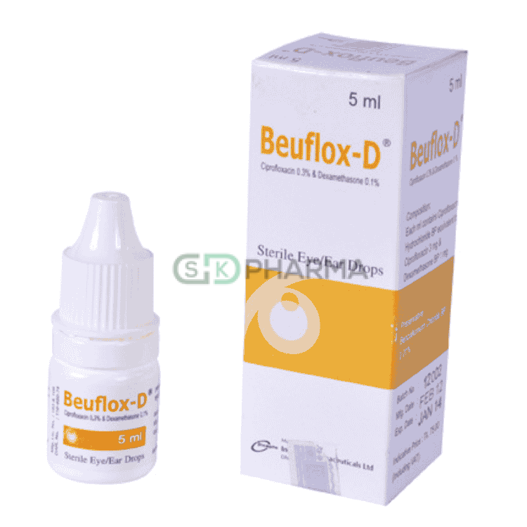Beuflox-D Eye Drop 0.3%+0.1% (Ciprofloxacin + Dexamethasone)
