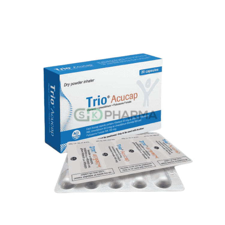 Trio Inhalation Capsule 25 mcg+100 mcg+62.5 mcg (Vilanterol Trifenatate + Fluticasone Furoate + Umeclidinium Bromide)