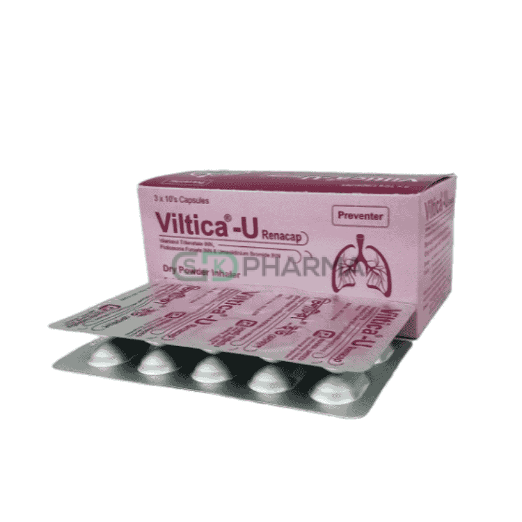 Viltica-U Inhalation Capsule 25 mcg+100 mcg+62.5 mcg (Vilanterol Trifenatate + Fluticasone Furoate + Umeclidinium Bromide)
