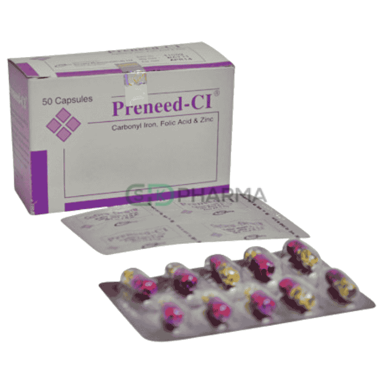 Preneed-CI Capsule 50 mg+0.50 mg+61.80 mg (Carbonyl Iron + Folic Acid + Zinc Sulfate)