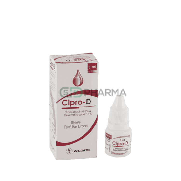 Cipro-D Eye Drop 0.3%+0.1% (Ciprofloxacin + Dexamethasone)