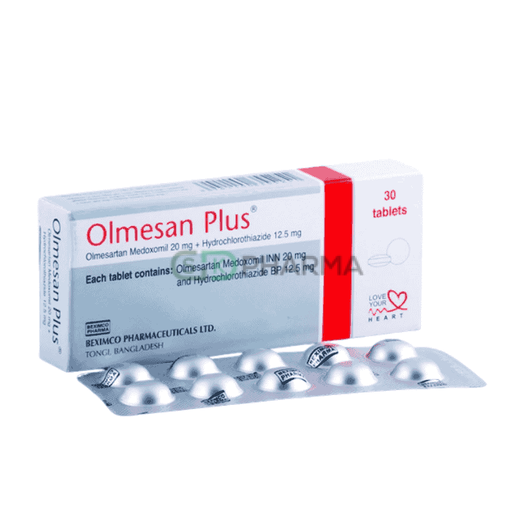 Olmesan Plus Tablet 20 mg+12.5 mg (Olmesartan Medoxomil + Hydrochlorothiazide)