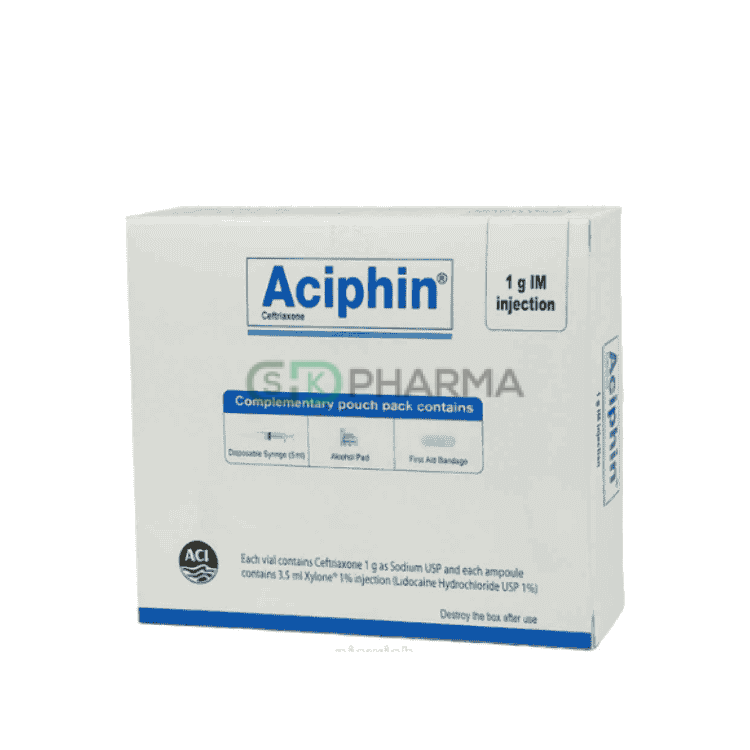 Aciphin Injection 1 gm/vial IM (Ceftriaxone Sodium)