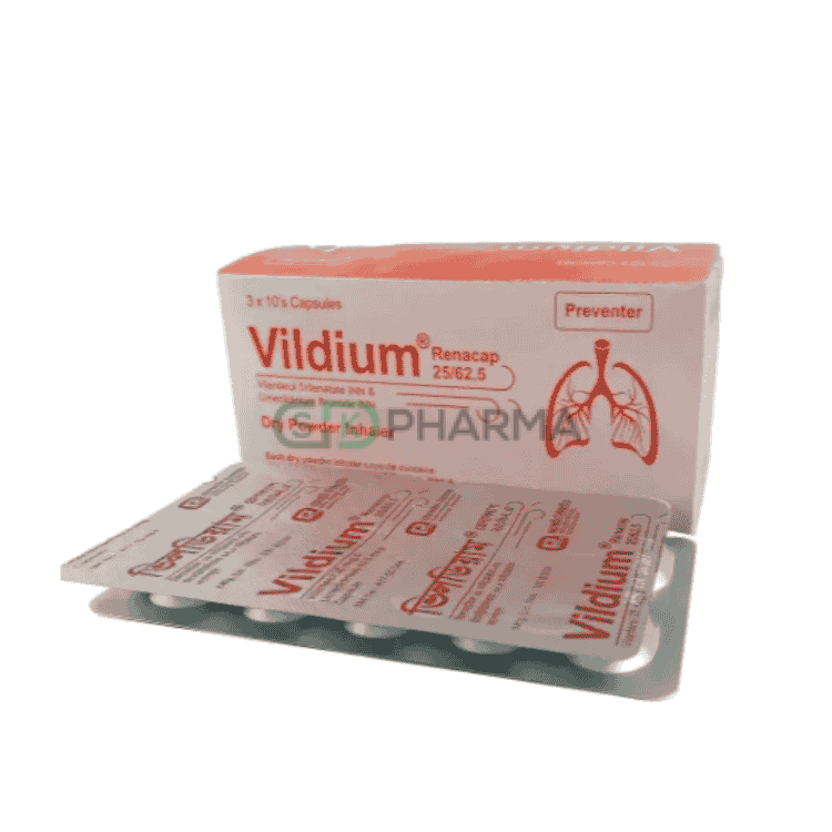 Vildium Inhalation Capsule 25 mcg+62.5 mcg (Vilanterol Trifenatate + Umeclidinium Bromide)