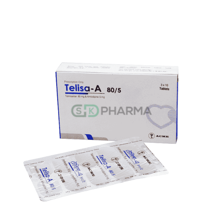 Telisa-A Tablet 5 mg+80 mg (Amlodipine Besilate + Telmisartan)