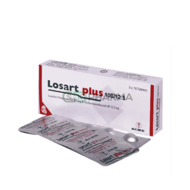 Losart Plus Tablet 100 mg+12.5 mg (Losartan Potassium + Hydrochlorothiazide)