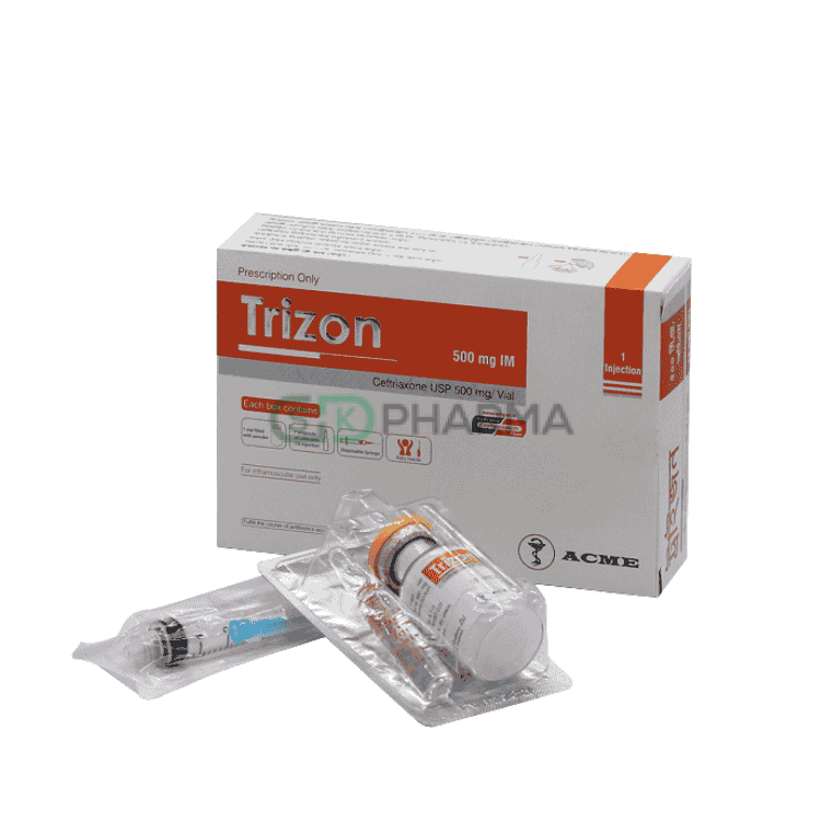 Trizon Injection 500 mg/vial IM (Ceftriaxone Sodium)