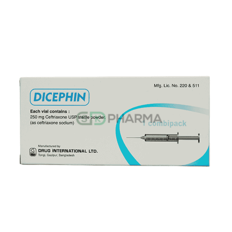 Dicephin Injection 250 mg/vial IM (Ceftriaxone Sodium)