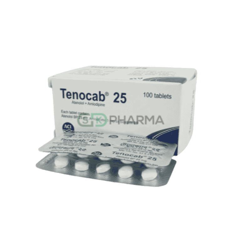 Tenocab Tablet 5 mg+25 mg (Amlodipine Besilate + Atenolol)