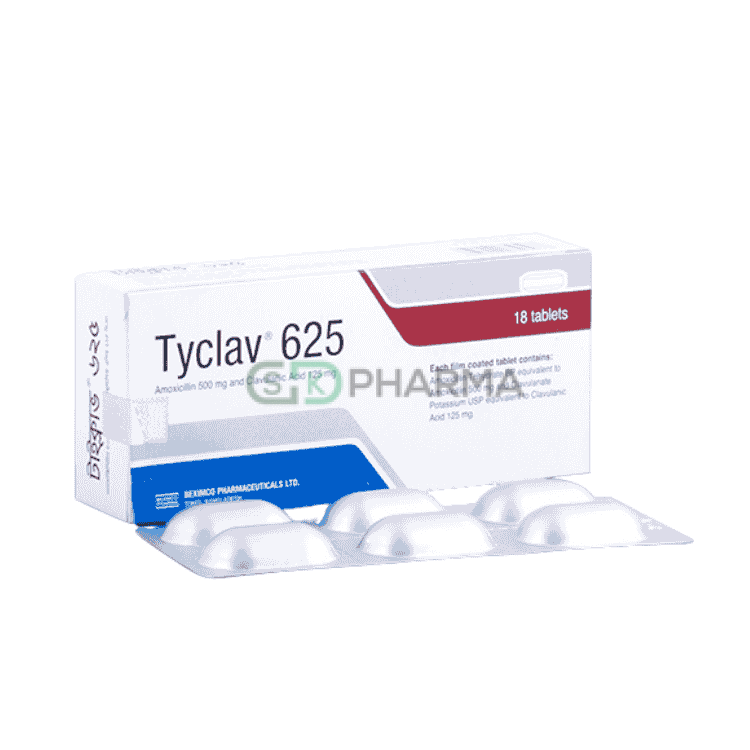 Tyclav Tablet 500 mg+125 mg (Amoxicillin + Clavulanic Acid)