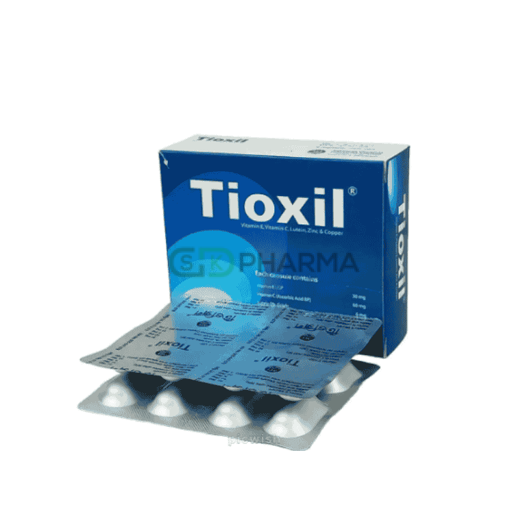 Tioxil Capsule 60 mg+30 mg+6 mg+2 mg+15 mg (Vitamin C + Vitamin E + Lutein + Copper + Zinc)