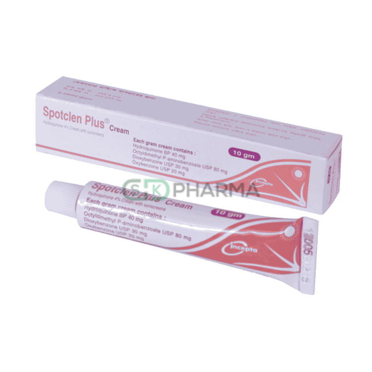Spotclen Plus Cream 40 mg+80 mg+30 mg+20 mg (Hydroquinone + Octyldimethyl + Dioxybenzone + Oxybenzone)
