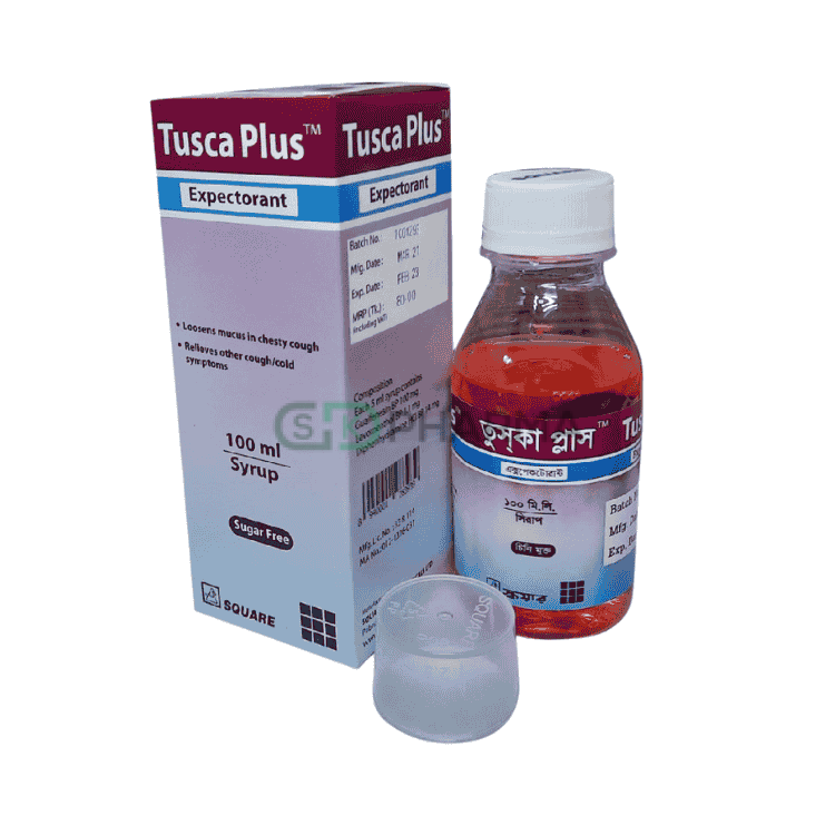 Tusca Syrup (30 mg+100 mg+1.25 mg)/5 ml (Pseudoephedrine + Guaiphenasine + Triprolidine)