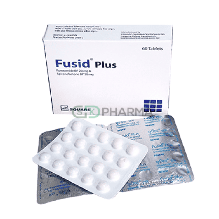 Fusid Plus Tablet 20 mg+50 mg (Furosemide + Spironolactone)