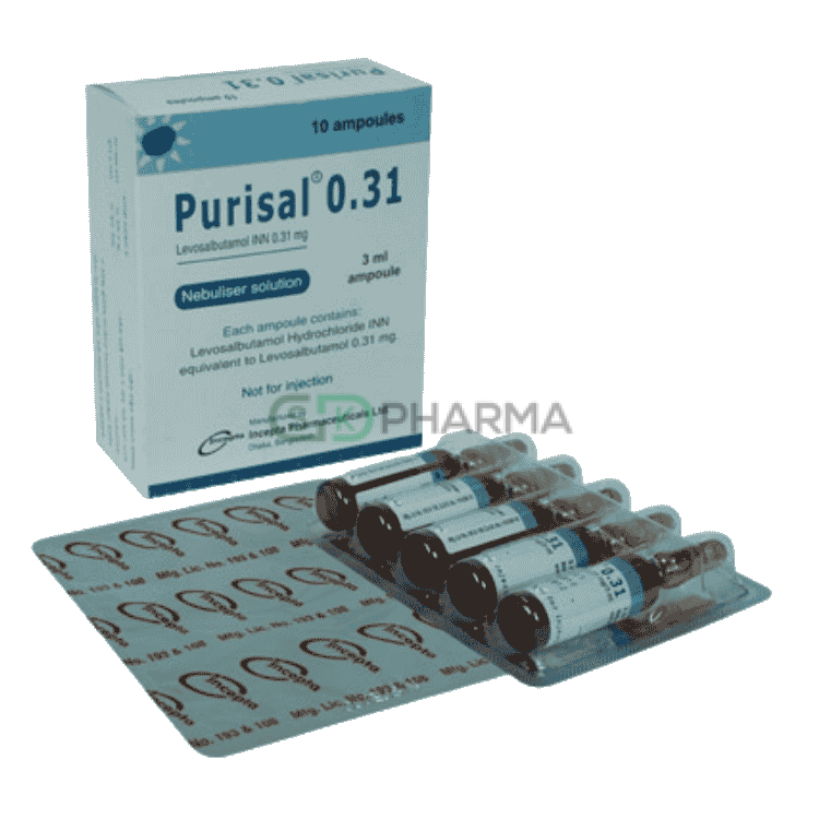 Purisal Respirator Solution 0.31 mg/3 ml (Levosalbutamol (Respirator preparation))