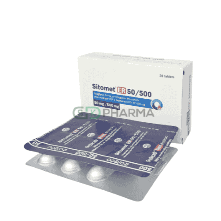 Sitomet ER Tablet 50 mg+500 mg (Sitagliptin + Metformin Hydrochloride)